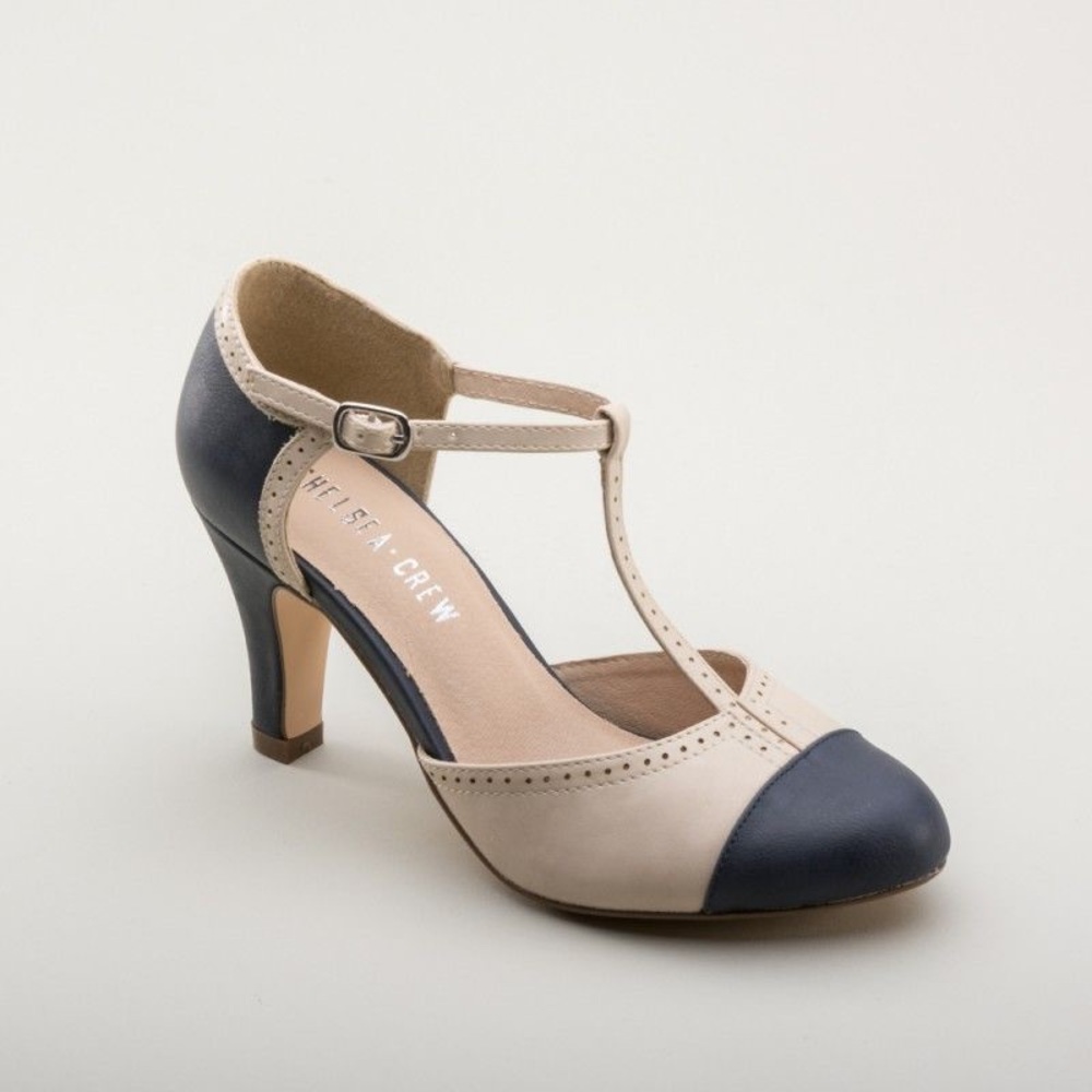 chelsea crew | galaxy retro t-strap two-tone heels
